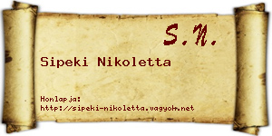 Sipeki Nikoletta névjegykártya